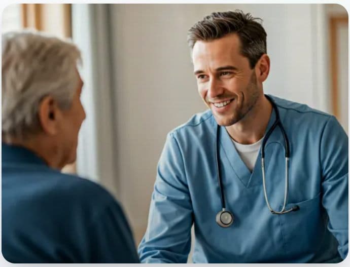 Care team supporting a patient